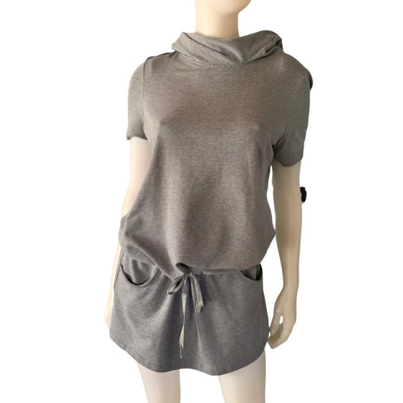 Burton Dresses & Skirts - Burton Hoodie Dress Medium Sweatshirt Beach Coverup Gray Knit Drawstring Waist